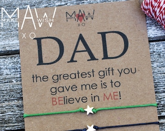 Dad Gift Father Daughter Bracelet Fathers Day Gift for Dad Bracelet Father Son Bracelet Dad Birthday Personalized Card Star Bracelet for Dad
