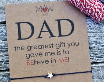 Fathers Day Gift for Dad Bracelet Dad Gift Father Daughter Bracelet Father Son Bracelet Dad Birthday Personalized Card Star Bracelet for Dad