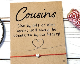 Cousin Friendship Bracelet Gift for Cousin Gift Heart Bracelet Heart Anklet Distant Relationship Miles Apart Cousin's Birthday Wish Bracelet