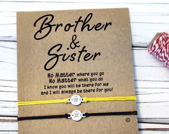 Brother Sister Bracelet No Matter Where You Go Brother Sister Gift Brother Sister Matching Wish Bracelet Personalized Gift Compass Bracelet