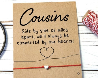 Cousin Bracelet for Cousin Friendship Bracelet Heart Anklet Gift for Cousin Distant Relationship Miles Apart Heart Bracelet Wish Bracelet