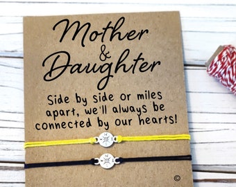 Mother Daughter Bracelet Matching Bracelet Personalized Gift for Mom Gifts Daughter Mothers Day Gift Long Distance Bracelet Compass Bracelet