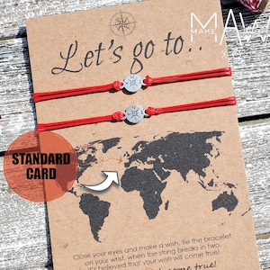 Surprise Trip Gift Surprise Vacation Reveal Travel Gifts for Her Friendship Bracelet Compass Bracelet For Him Personalized Couples Bracelet