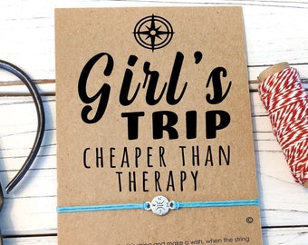 Girls Trip Cheaper Than Therapy Wish Bracelet Girls Trip, Girls Road Trip, Girls Weekend Gift, Getaway Weekend, Girls Getaway Gift For Her