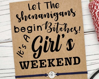 Girls Weekend • Girls Trip Gift • Girls Getaway • Girls Trip Wish Bracelet • Let The Shenanigans Begin Bracelet • Bachelorette Party Gift