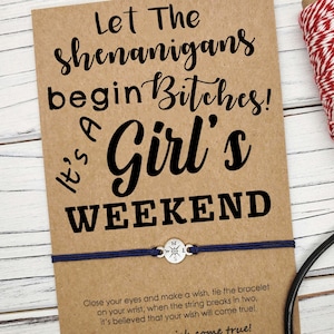 Girls Weekend • Girls Trip Gift • Girls Getaway • Girls Trip Wish Bracelet • Let The Shenanigans Begin Bracelet • Bachelorette Party Gift