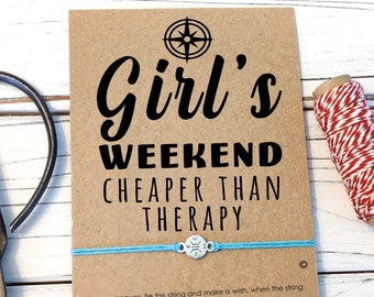 Girls Weekend Cheaper Than Therapy Wish Bracelet Girls Trip, Girls Road Trip, Girls Weekend Gift, Getaway Weekend Girls Getaway Gift For Her