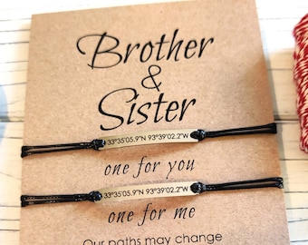 Pulsera de hermano y hermana coordinada para él, pulsera con nombre personalizado, pulseras grabadas, pulseras para hombre, pulseras a juego, pulseras para él y para ella