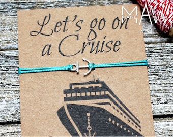 Cruise Surprise Trip Let's Go on a Cruise Gift Surprise Vacation Reveal Travel Gifts for Him Wish Bracelet Anchor Bracelet For Man Bracelet