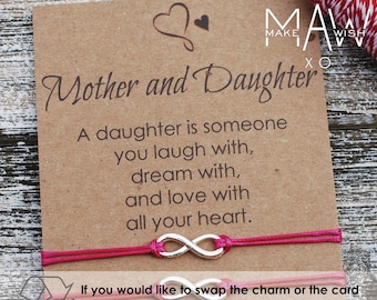 Mother Daughter Bracelet Matching Bracelets Personalized Card for Daughter Gift for Mom Mothers Day Gift Mommy and Me Infinity Bracelets