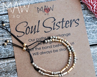 Soul Sister Morse Code Bracelet Unbiological Sister Soul Sisters Bracelet Big Little Sorority Soul Sister Gift Best Friend Gift Adjustable