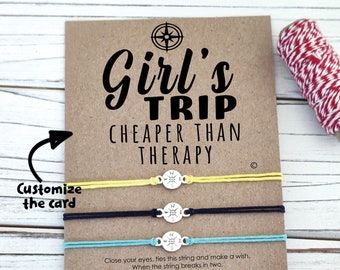 Girls Trip Cheaper Than Therapy Bracelet Girls Trip, Set of 3 Girls Road Trip, Girls Weekend Gift Getaway Weekend Girls Getaway Gift For Her