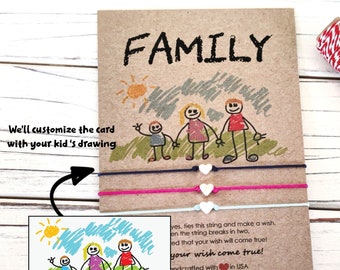 Family Portrait from Kids Drawing Wish Bracelet Family Drawing Personalized Family Bracelet Gift for Mom from Daughter Bracelet Gift for Dad