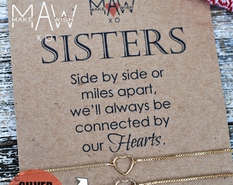 Sister Birthday Gift • Heart Bracelet • Gift for Sister • Sister Long Distance Relationship • Personalized Card For Sister Gift for Birthday