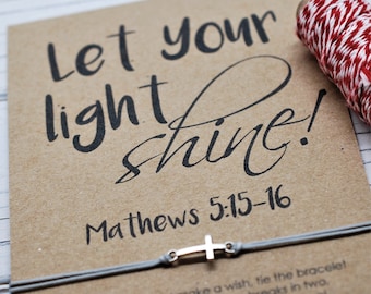 Let your Light Shine Religious Gifts Communion Favors Cross Bracelet Godmother Gift Goddaughter Gifts Friendship Bracelet Faith Bracelet