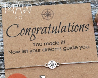 Graduation Gift High School Graduation Gift Best Friend Gifts Congratulations Card Compass Bracelet College Graduation Card Friendship Gift