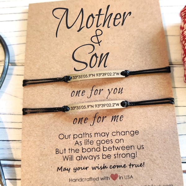 Mother Son Bracelets, Engraved Bracelet for Mom, Christmas Gift for Mom, Mother Son Matching bracelets, Personalized Name Bracelet For Son