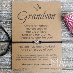 Grandson Bracelet Grandson Gift Grandson Wish Bracelet Friendship Bracelet Gift For Grandson from Grandma Personalized Gift Paw Bracelet
