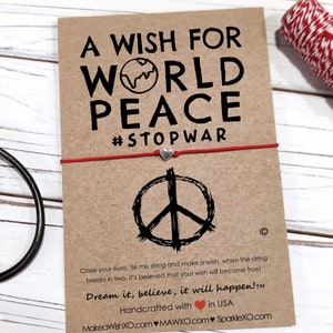 A Wish for World Peace Bracelet World Peace Bracelet Teach Peace Wish Bracelet Stopwar Stand for Peace Personalized Bracelet Card image 3