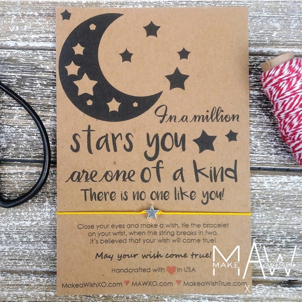 In a million stars you are one of a kind • Friendship Bracelet • You are One of a kind • Wish Bracelet • Star Bracelet • Christmas Gifts