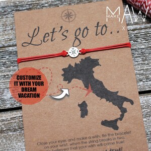 Surprise Trip Gift Surprise Vacation Reveal Travel Gifts for Her Wish Bracelet Compass Bracelet For Him Personalized Couples Bracelet