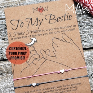 Pinky Promise Bracelet Best Friend Gifts Pinky Promise Wish Bracelet Friendship Bracelet Heart Bracelet To My Bestie Pinky Swear Bracelet