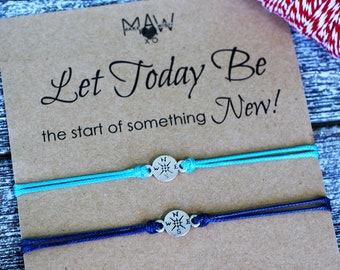 Back to School Bracelet Let Today Be the Start of Something New, School Bracelet for Kid Compass Bracelet Wish Bracelet Inspirational Gift