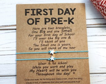 First Day of Pre-K, First Day of School, First Day of Kindergarten, Back to School Bracelet, Friendship Bracelet Star Charm Anxiety Bracelet