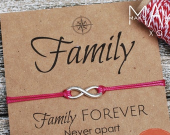 Family Forever Friendship Bracelet Personalized Gift for Family Member Gift Long Distance Relationship Infinity Bracelet Macrame Bracelet