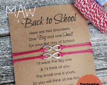 Back to School Friendship Bracelet First Day of School Bracelet Anxiety Separation Bracelet Infinity Bracelet Wish Bracelet Gift for Kid