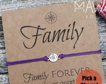 Family Forever Friendship Bracelet Personalized Gift for Family Member Gift Long Distance Relationship Compass Bracelet Make A Wish Bracelet