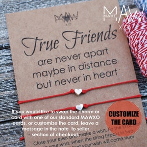 Best Friend Gifts for Friend Friendship Bracelet Long Distance Heart Bracelet Personalized Card BFF Gift Bracelet Matching Wish Bracelet