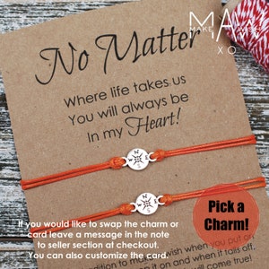 Best Friend Gifts for Her Long Distance Relationship Bracelet Friendship Bracelet Compass Bracelet For Him Personalized Couples Bracelet