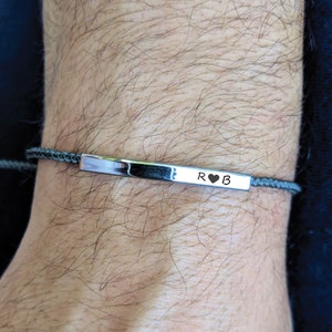 Personalized Bracelet For Him • Engraved Bracelet • Men Bracelet • Friendship Bracelet • Custom Name Bracelet • Silver Bar Bracelet for Him