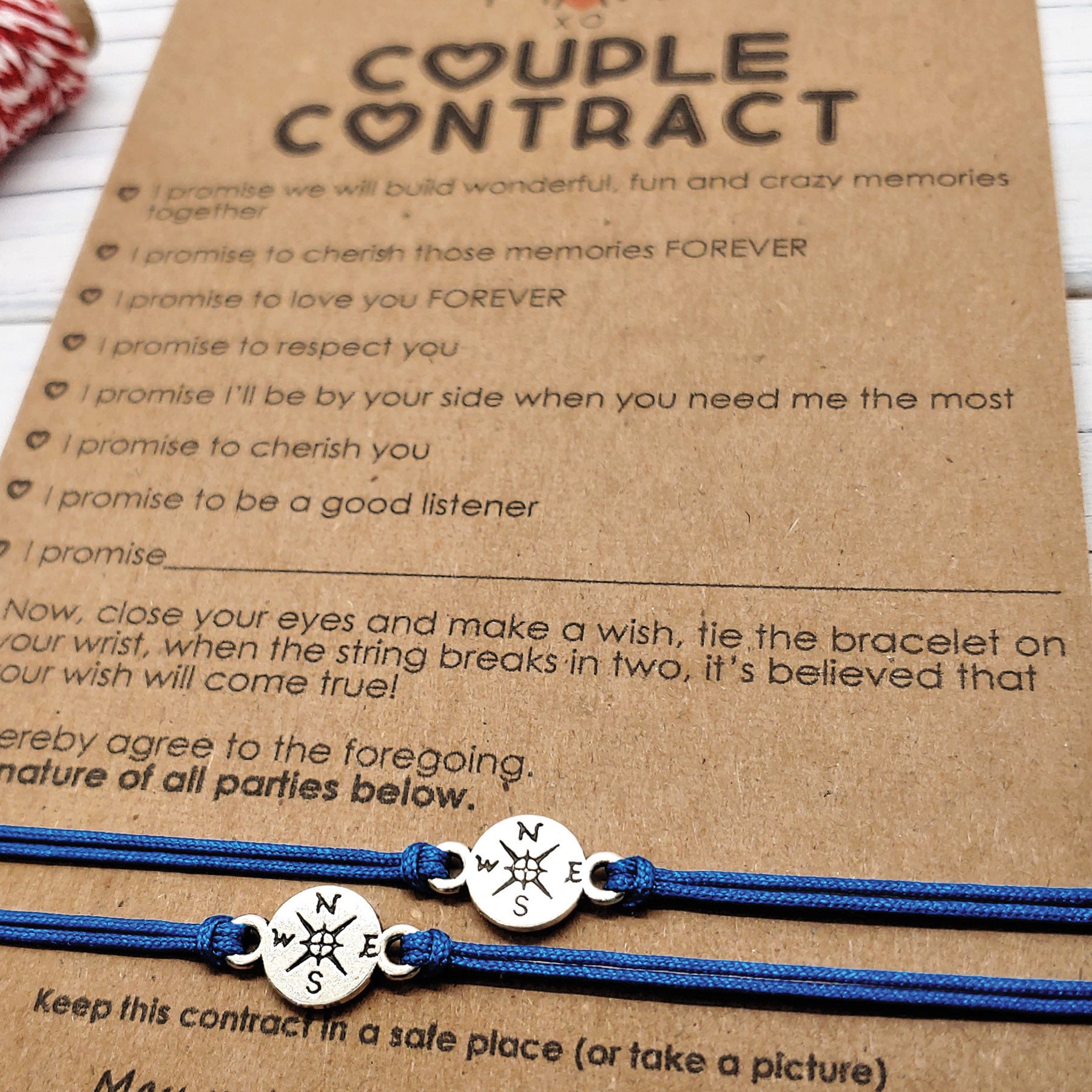 Better Together Couples Matching Wish Bracelet Set of Two Gift Greeting Card