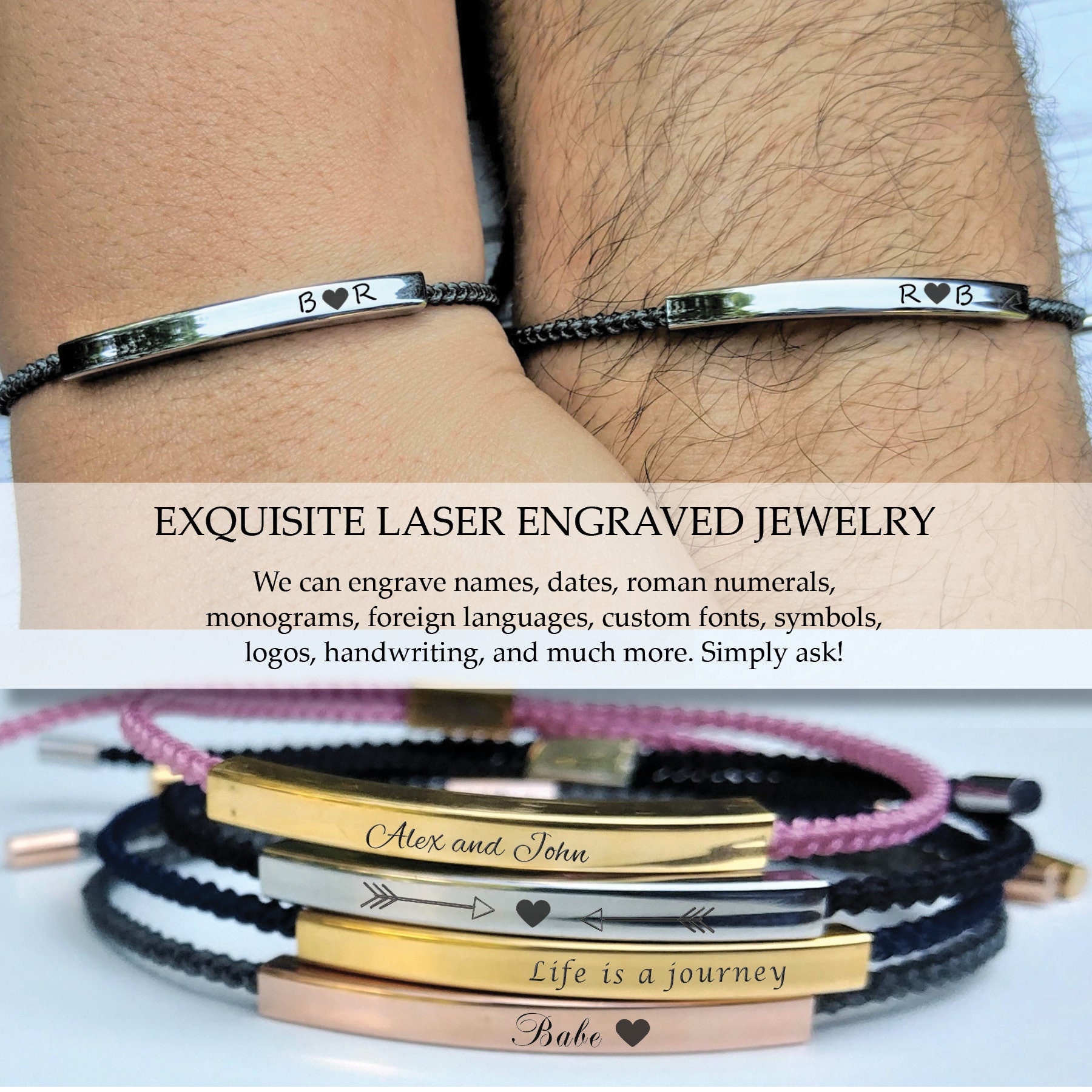 Buy Customized Bracelet, Copper Personalized Engraved Bracelets,  Handwriting Copper Cuff, Wedding, Graduation, Custom Engraving Bangle  Rosegold Online in India - Etsy