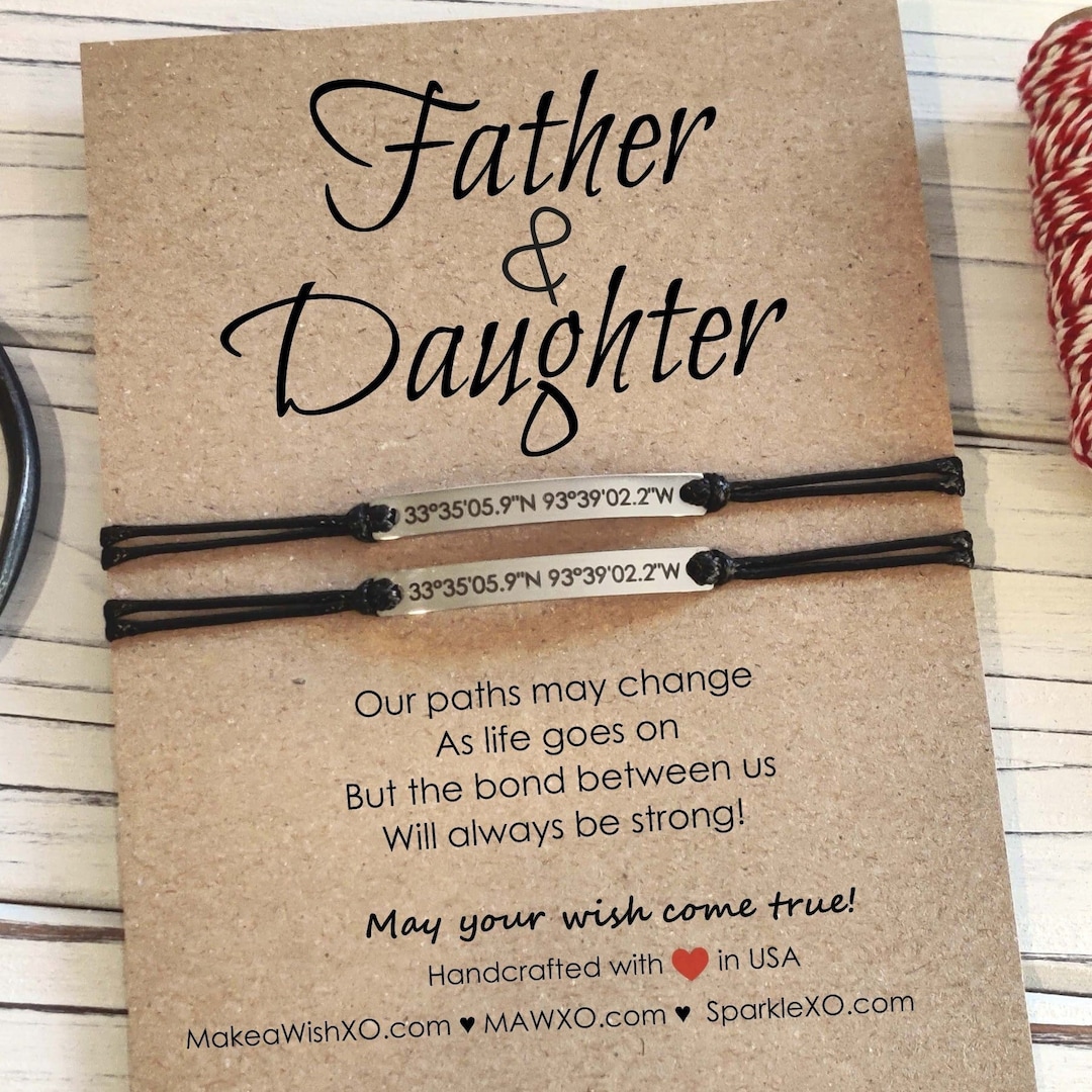 Father Daughter Bracelets, Engraved Bracelet for Dad, Christmas Gift for Dad Daughter Matching