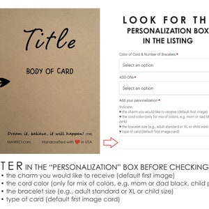 May include: A customizable card with the text "Title" and "Body of Card". The card is brown and has the text "Dream it, believe, it will happen!" at the bottom. The image also shows a screenshot of a website with a personalization box for customizing the card.
