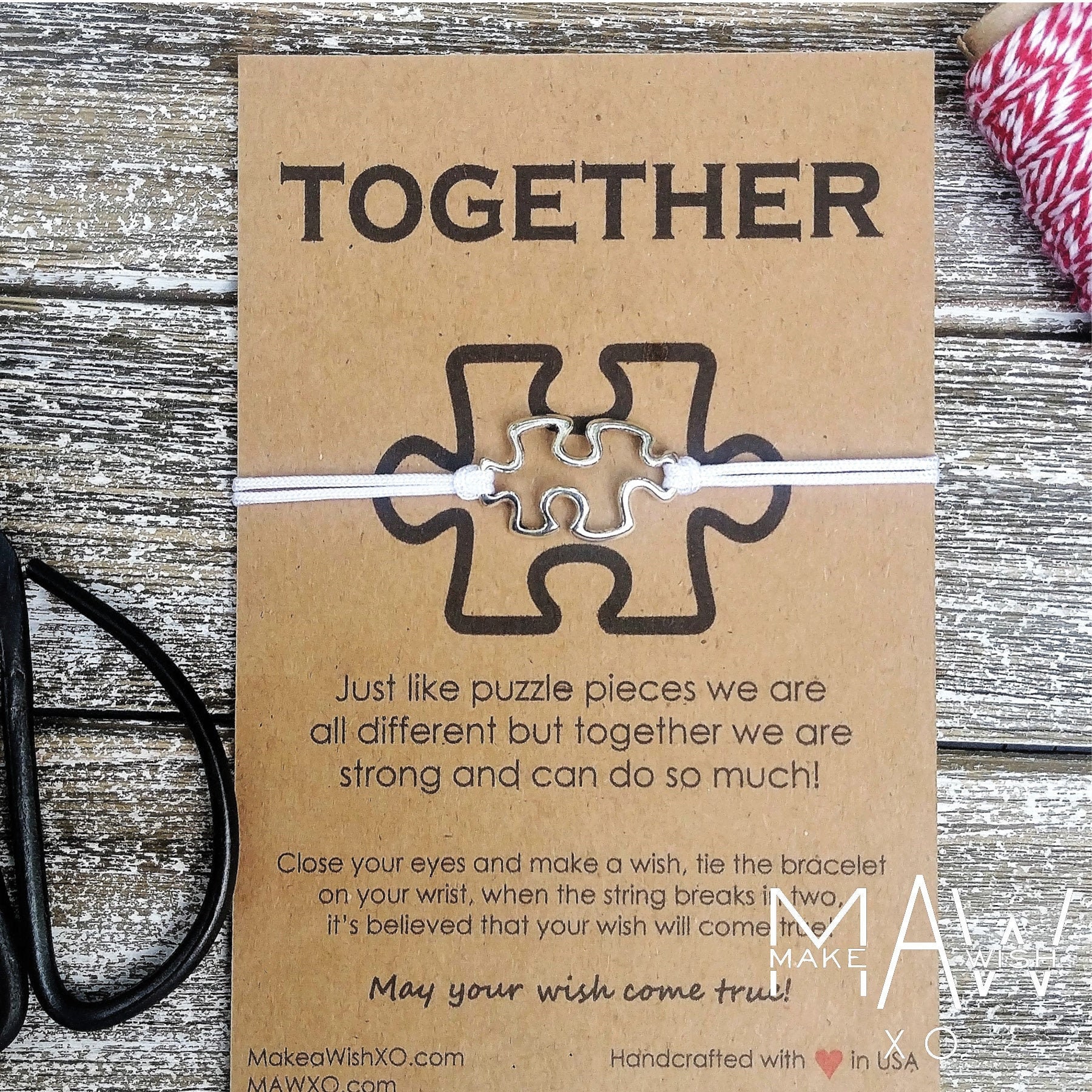 “Together We Are Strong” Puzzle Bracelet