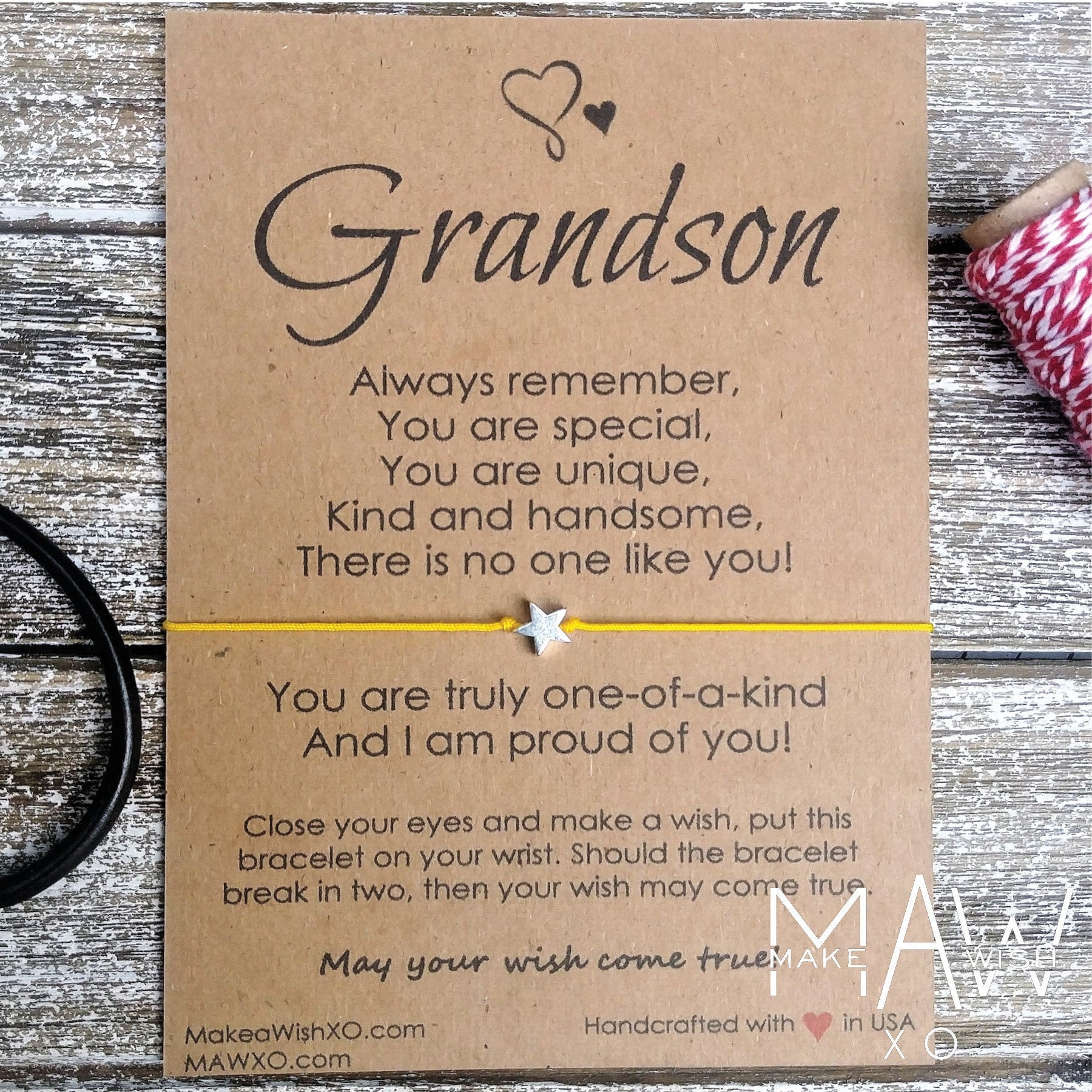 Grandson Gifts One of a Kind Grandsons Bracelet Grandson Etsy