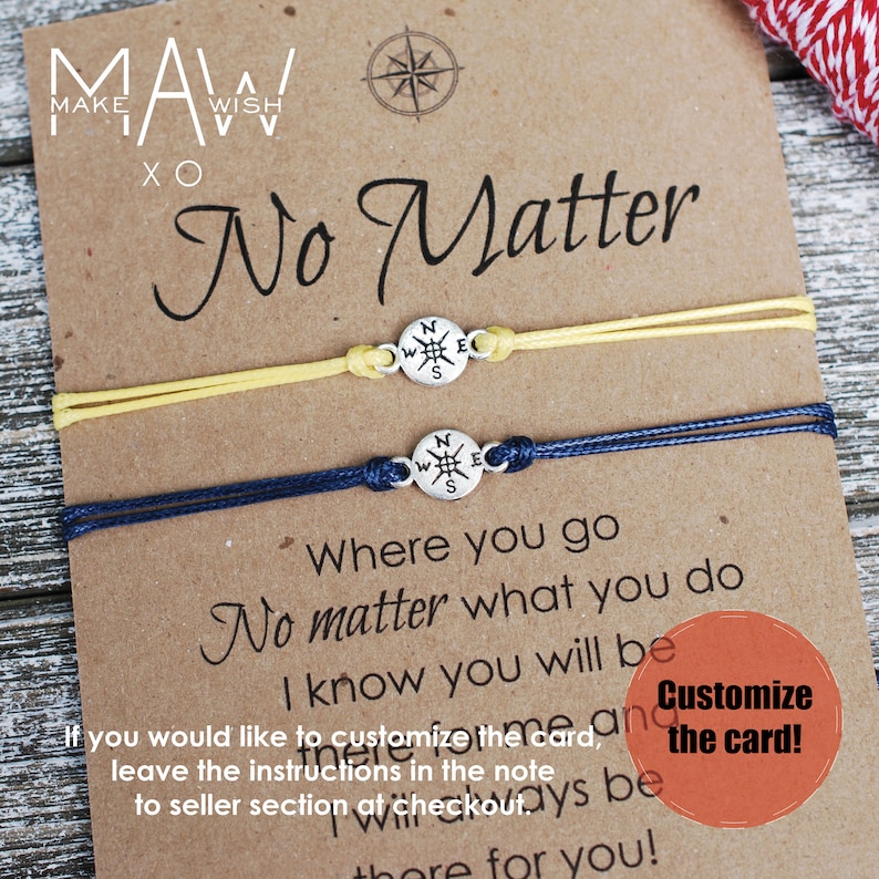 No Matter What No Matter Where • Best Friend Gifts for Her • Long Distance Relationship Bracelet • Friendship Bracelet • Bracelet For Him 