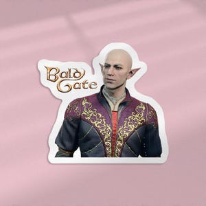 Bald Gate ステッカー - Astarion Baldur’s Gate 3 ミーム - ノートパソコン、ウォーターボトル、ジャーナル、DnD ギフト用の面白いゲーマー ステッカー