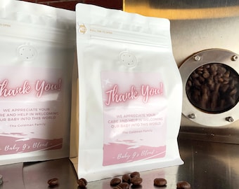 Custom roasted coffee with personalized look for an invitation, gift giving, events-8oz whole bean freshly roasted (4 pot coffee bags)