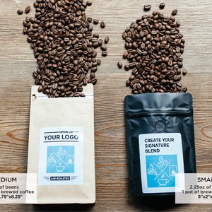 Custom roasted coffee with personalized look for gift giving, swag bag, corporate, events-8oz whole bean freshly roasted 4 pot coffee bags image 9