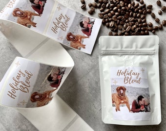 Coffee Holiday Card (6 small bags 2.25oz) -Freshly Roasted Coffee Along with Your Personalized Holiday Card- Perfect Gift for Coffee Lovers!