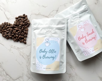 Baby is Brewing - Personalized Coffee Bags - Fresh Roasted Coffee for a Unique Baby Shower Gift