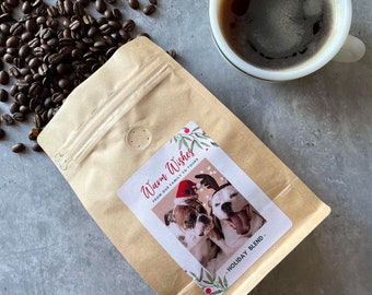 Coffee Holiday Card (3 pack 8oz) - Freshly Roasted Coffee Along with Your Personalized Holiday Card - Perfect Gift for Coffee Lovers!