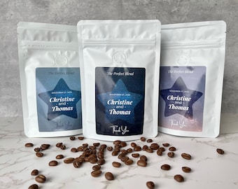 Custom roasted coffee with personalized look for gift giving, swag bag, corporate, events-8oz whole bean freshly roasted (4 pot coffee bags)