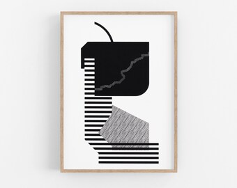 Black and White Art Print. Bauhaus Style Print - Mid Century Modern, Home Decor - Minimalist Wall Art - Geometric Poster