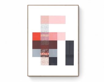 Statement Art.  Bauhaus Style Art Print. - Mid Century Modern - Minimalist Wall Art - Pink Geometric Artwork